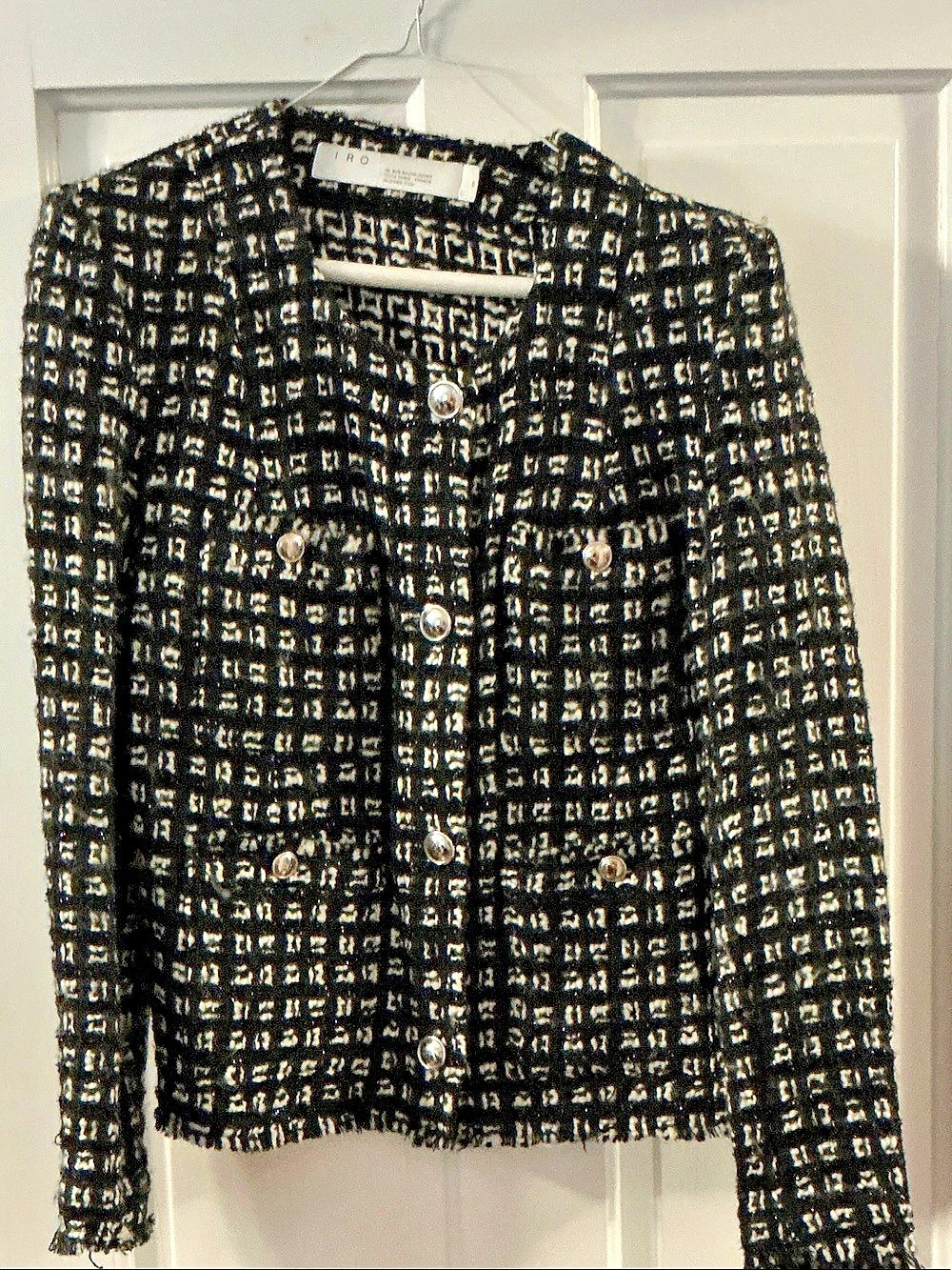 IRO Women's Geometric Tweed Jacket Size 40 Like New